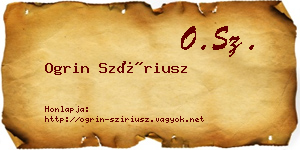 Ogrin Szíriusz névjegykártya